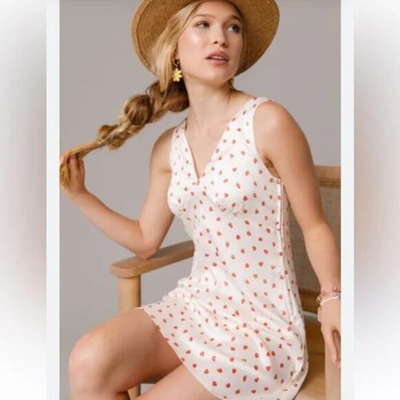 Zara Viral Strawberry Mini Dress Summer V Neck Size Large - Picture 2 of 14